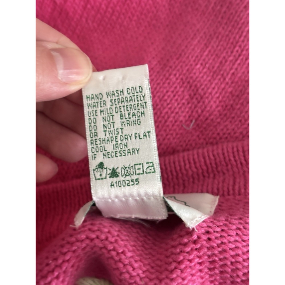 VTG 90s Spring Wild Flowers Embroidered Cotton‎ Cardigan Medium Pink Cottage - Picture 5 of 6